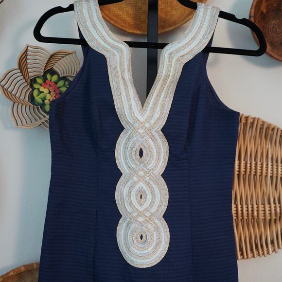 NEW Lilly Pulitzer Valli Shift Dress True Navy Womens Size 00 - Picture 4 of 10